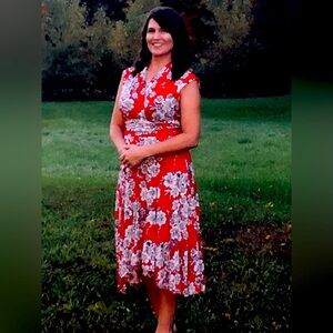 Red dress, size medium.